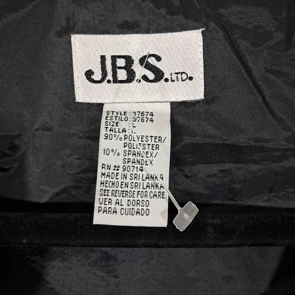 Vintage J.B.S. LTD Black Velvet‎ Silver Sparkle Swing Jacket Size Large Buttoned
